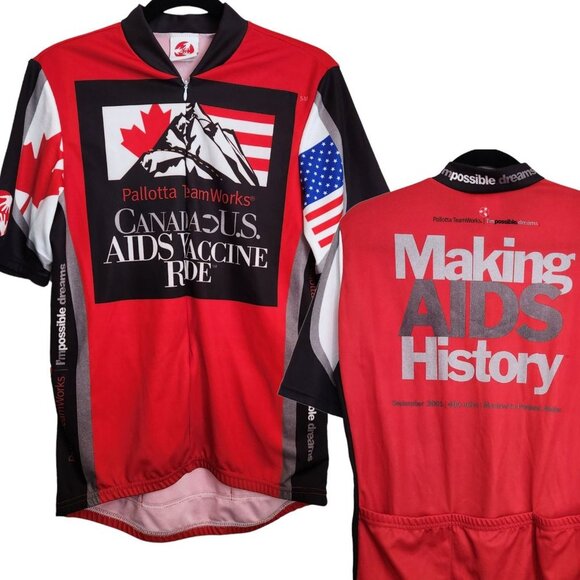 Vintage Mens Canada Us Aids Vaccine Ride Cycle Jersey Size Large 2001 - Picture 13 of 13